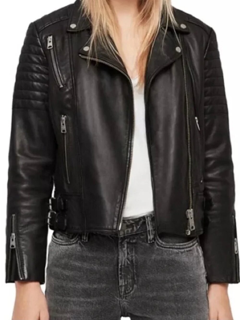 ALLSAINTS Papin Leather Biker Jacket -Size 2 US